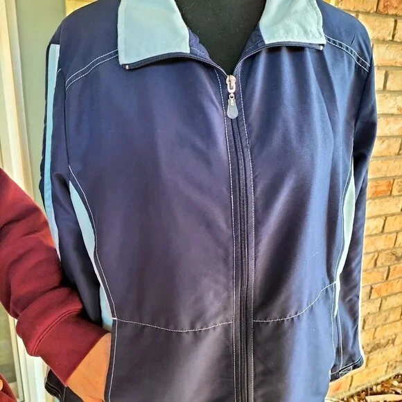 GreenTea Blue Bomber Jacket with Elastic Waistband - Picture 8 of 10